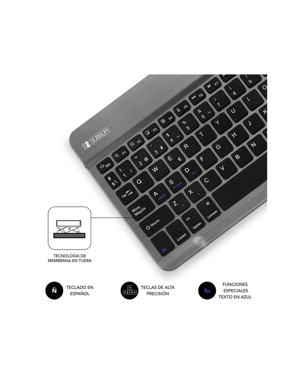 Teclado Compacto Inalámbrico Subblim Smart/ Gris