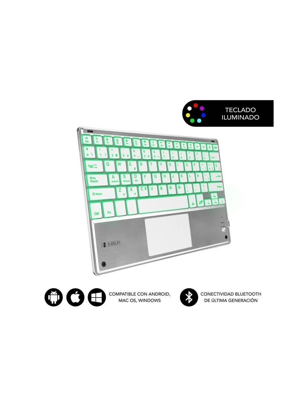 Teclado Compacto Inalámbrico Subblim SMBT50/ Plata