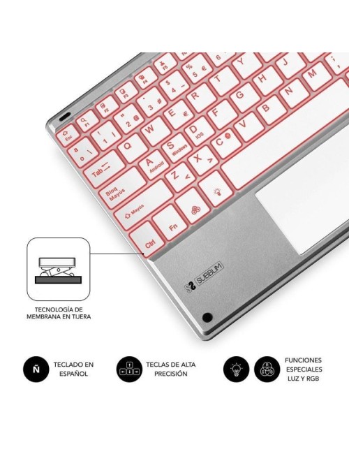 Teclado Compacto Inalámbrico Subblim SMBT50/ Plata