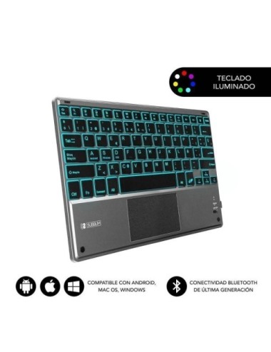 Teclado Compacto Inalámbrico Subblim Touchpad Smart Blacklit/ Gris