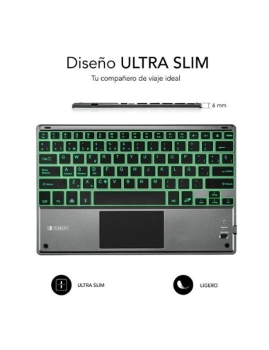 Teclado Compacto Inalámbrico Subblim Touchpad Smart Blacklit/ Gris