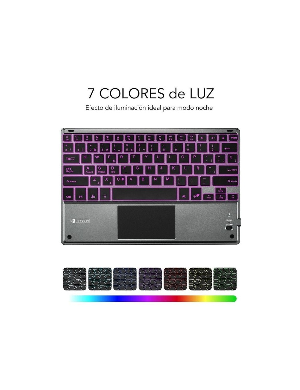 Teclado Compacto Inalámbrico Subblim Touchpad Smart Blacklit/ Gris