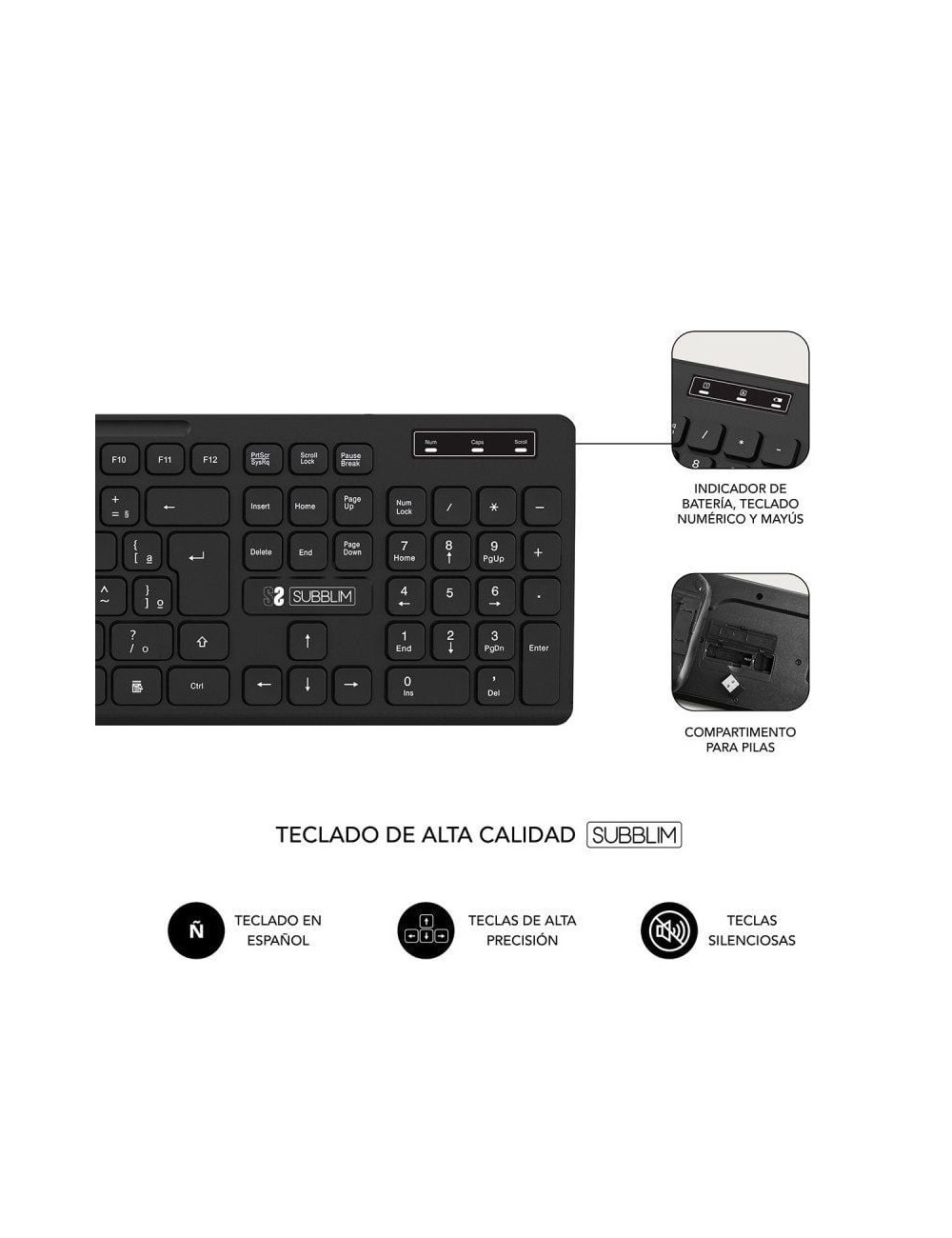 Teclado y Ratón Inalámbrico Subblim Combo Business Slim CSSW10