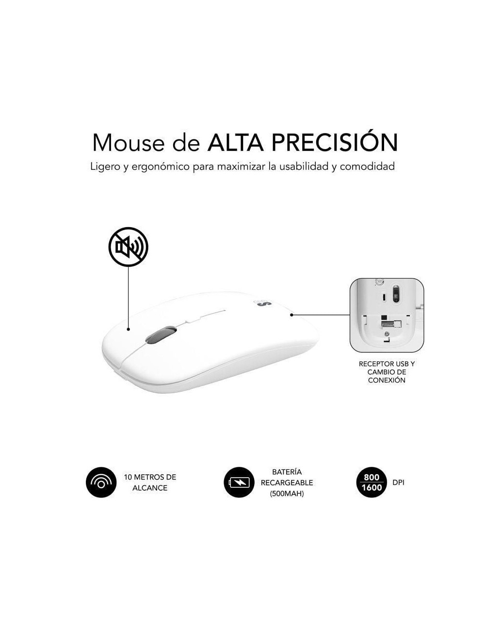 Teclado y Ratón Inalámbrico Subblim Combo Dual Prestige Extendido/ Blanco y Plata