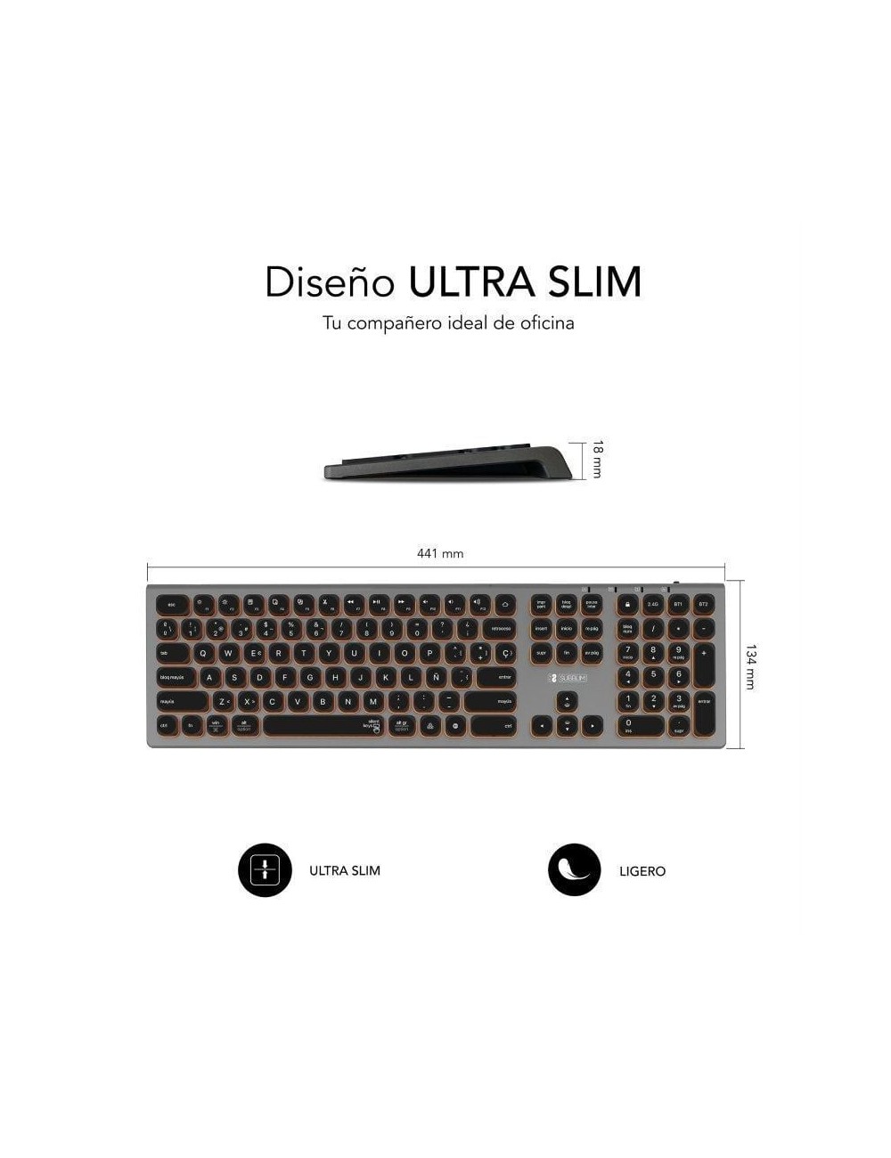 Teclado Inalámbrico Subblim Master/ Gris y Negro