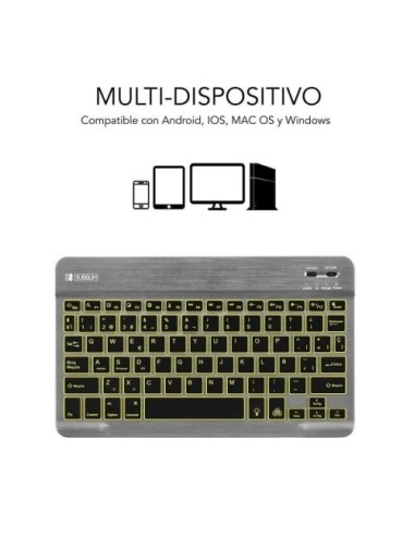 Teclado Compacto Inalámbrico Subblim Smart Backlit/ Gris