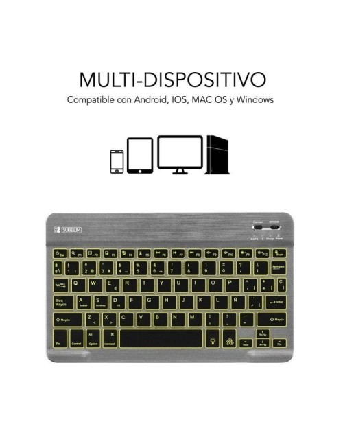 Teclado Compacto Inalámbrico Subblim Smart Backlit/ Gris