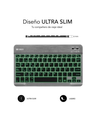 Teclado Compacto Inalámbrico Subblim Smart Backlit/ Gris