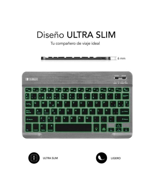 Teclado Compacto Inalámbrico Subblim Smart Backlit/ Gris