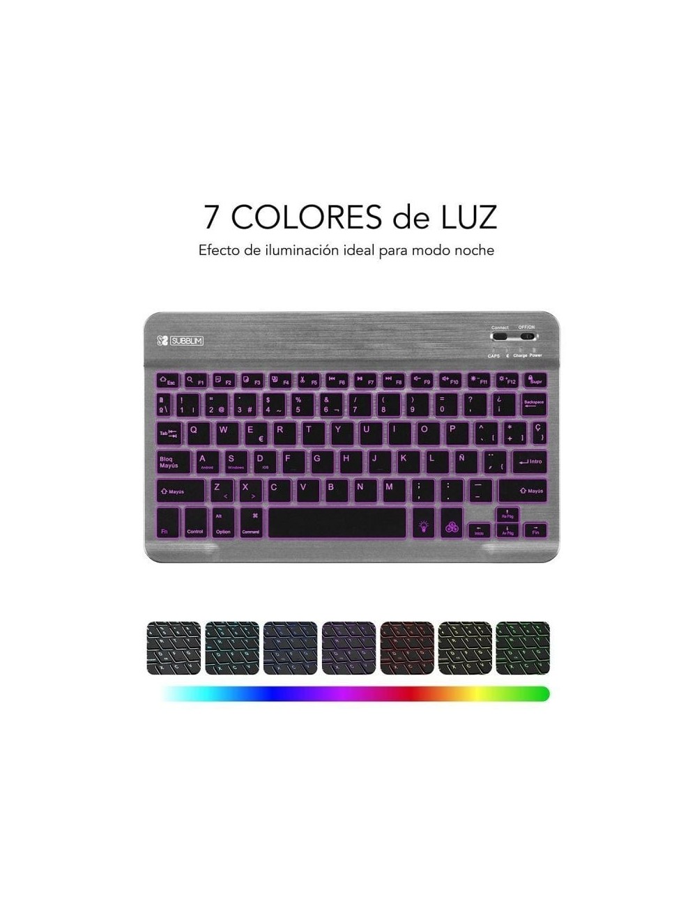 Teclado Compacto Inalámbrico Subblim Smart Backlit/ Gris