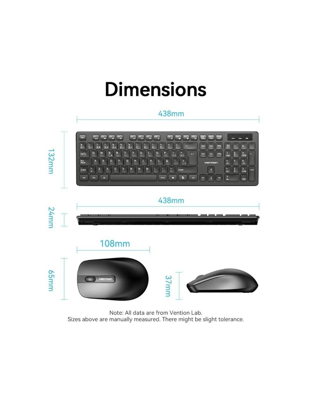 Teclado y Ratón Inalámbricos Vention Combo KTDB0-ES