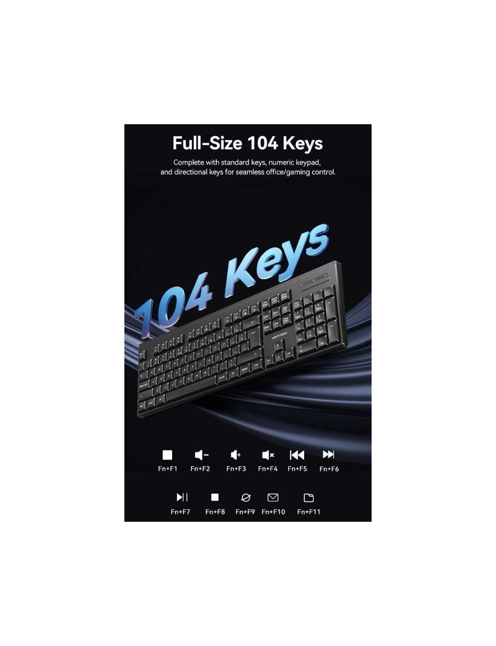 Teclado y Ratón Inalámbricos Vention Combo KTZB0-EN/ Inglés