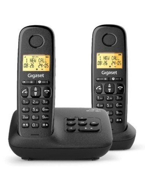 Teléfono Inalámbrico Gigaset Basic 100/ Pack DUO/ Negro
