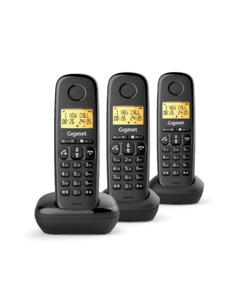 Teléfono Inalámbrico Gigaset Basic 100/ Pack TRIO/ Negro