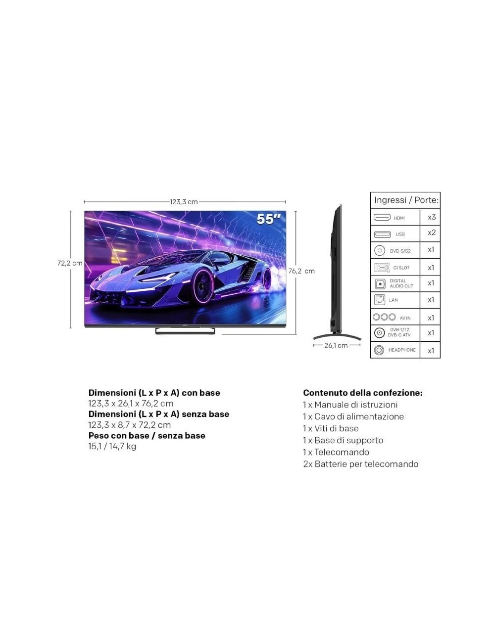 Televisor Metz QLED-MiniLED 55MNE8000Z 55'/ Ultra HD 4K/ Smart TV/ WiFi