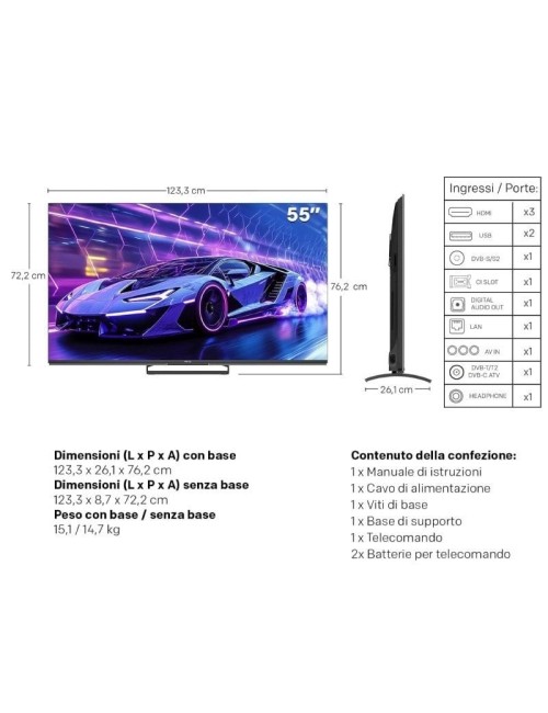 Televisor Metz QLED-MiniLED 55MNE8000Z 55'/ Ultra HD 4K/ Smart TV/ WiFi