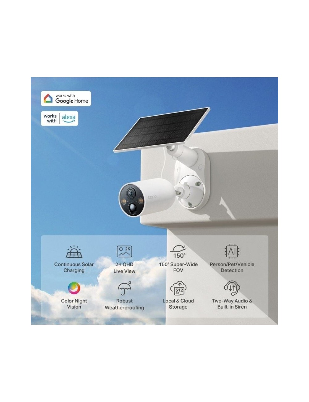 Cámaras de Videovigilancia TP-Link Tapo C425 KIT/ Visión Nocturna/ Control desde APP/ Incluye Panel Solar