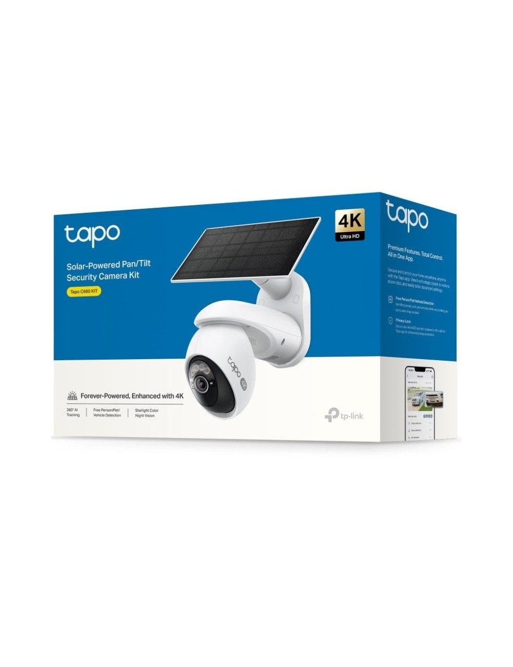 Cámara de Videovigilancia TP-Link Tapo C660 Kit/ Visión Nocturna/ Control desde APP/ Incluye Panel Solar