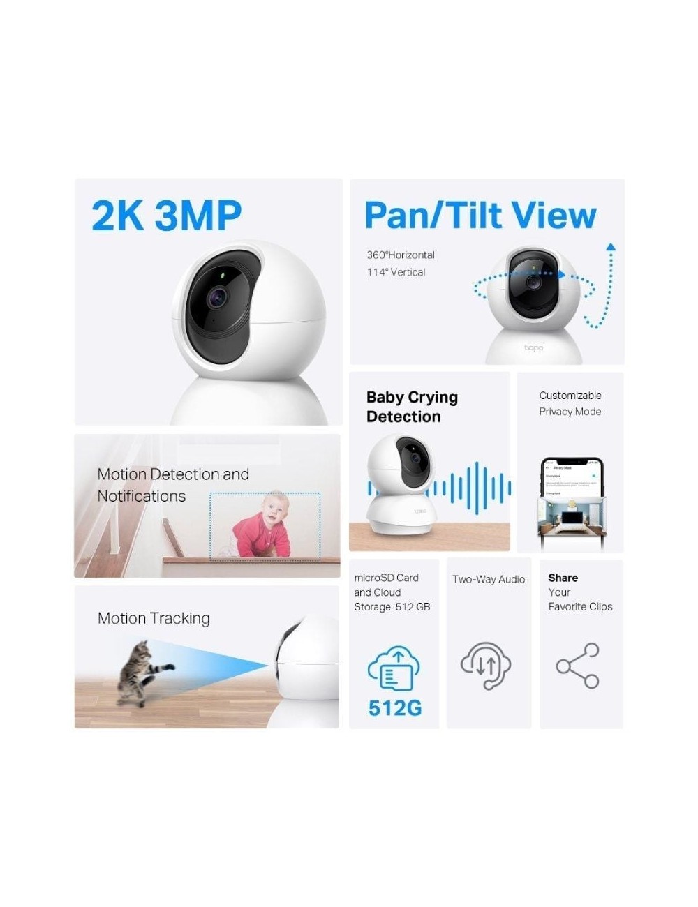 Cámara de Videovigilancia TP-Link Tapo TC71/ Visión Nocturna/ Control desde APP