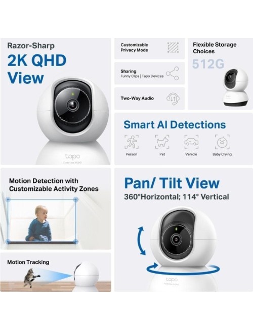 Cámara de Videovigilancia TP-Link Tapo TC72/ 360º/ Visión Nocturna/ Control desde APP