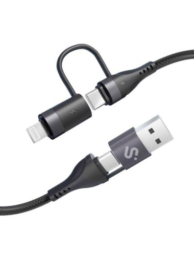 Cable USB 2.0 Tipo-C Subblim Top 4 en 1/ USB Tipo-C Macho - USB Macho/ USB Tipo-C Macho - Lightning Macho/ Hasta 60W/ 480Mbps/ 1