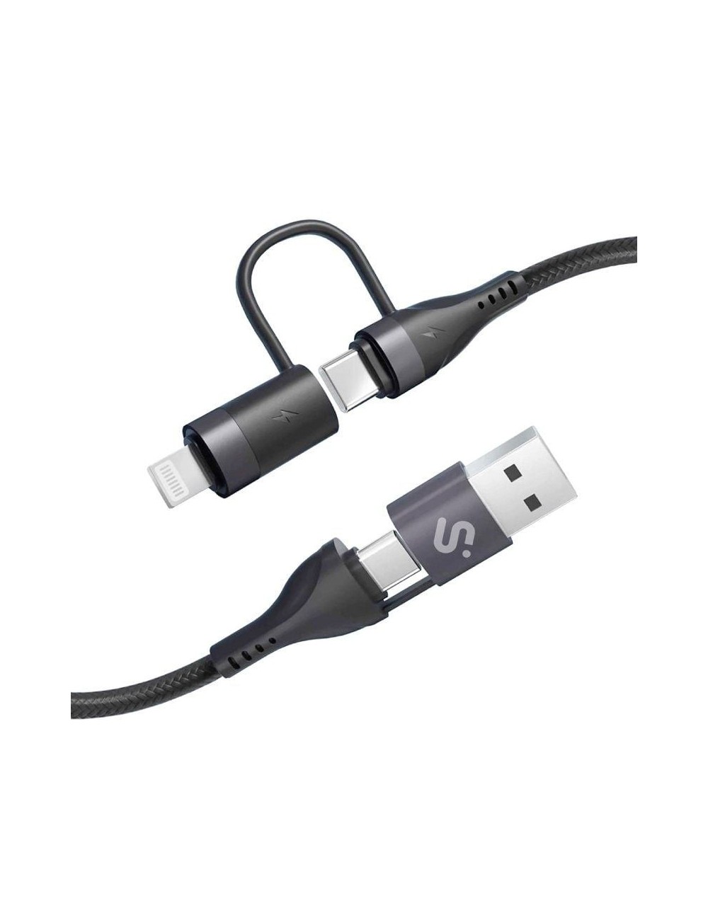 Cable USB 2.0 Tipo-C Subblim Top 4 en 1/ USB Tipo-C Macho - USB Macho/ USB Tipo-C Macho - Lightning Macho/ Hasta 60W/ 480Mbps/ 1