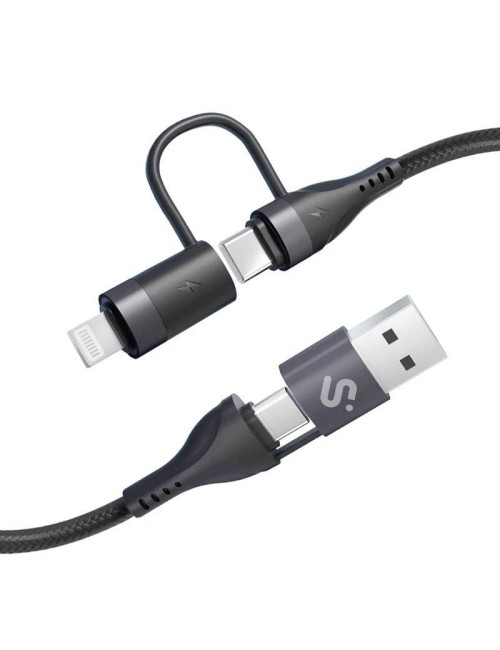 Cable USB 2.0 Tipo-C Subblim Top 4 en 1/ USB Tipo-C Macho - USB Macho/ USB Tipo-C Macho - Lightning Macho/ Hasta 60W/ 480Mbps/ 1