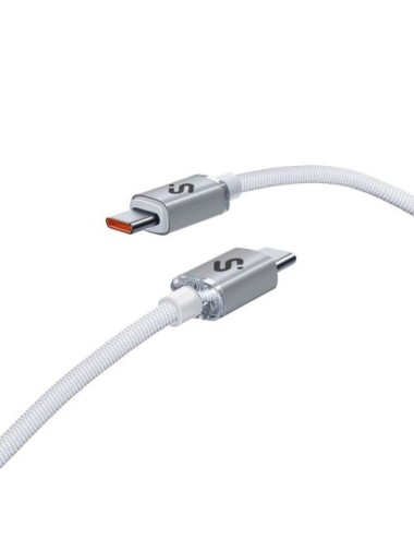Cable USB 2.0 Tipo-C Subblim Optimus/ USB Tipo-C Macho - USB Tipo-C Macho/ Hasta 60W/ 480Mbps/ 2m/ Blanco