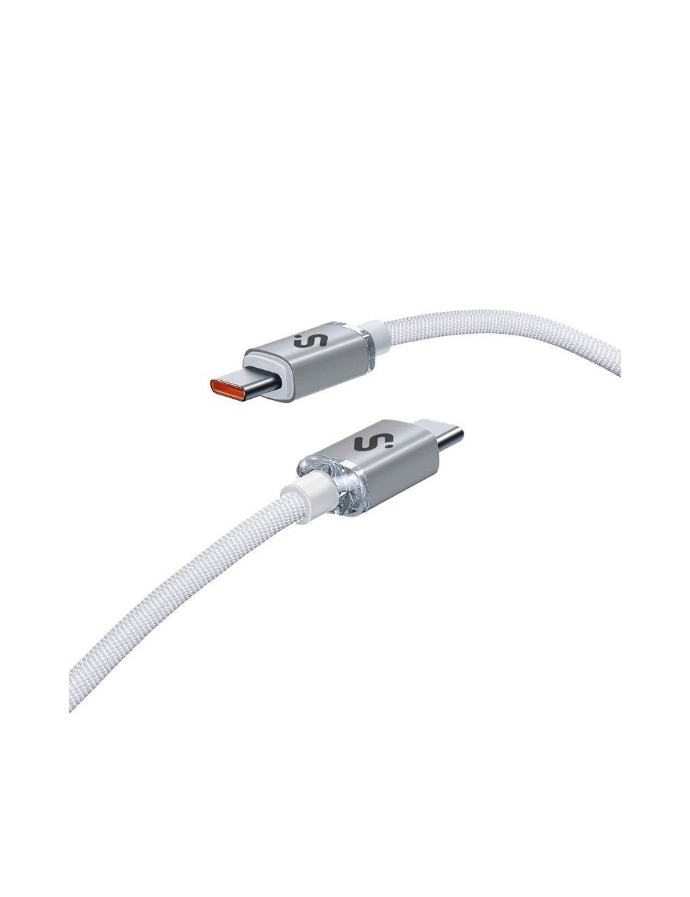 Cable USB 2.0 Tipo-C Subblim Optimus/ USB Tipo-C Macho - USB Tipo-C Macho/ Hasta 60W/ 480Mbps/ 2m/ Blanco