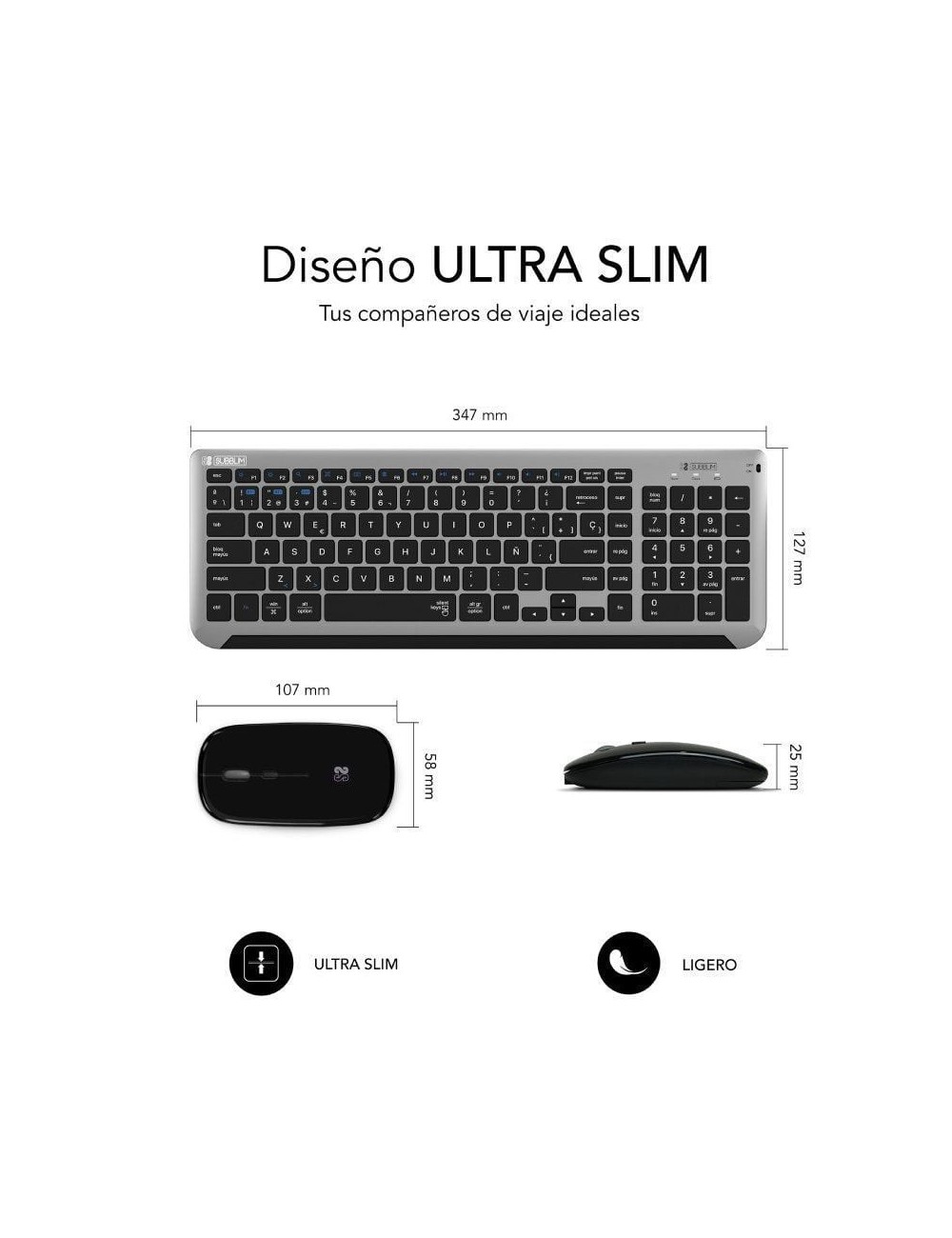 Teclado y Ratón Inalámbrico Subblim Combo Dual Prestige Extendido