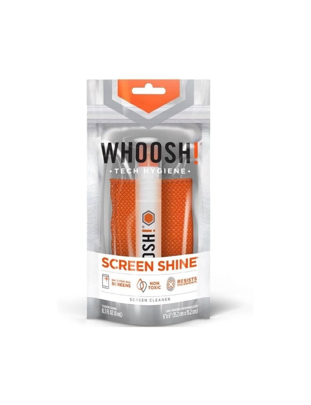 Kit Limpiador de Pantallas de Bolsillo Whoosh Kit Pocket WSH001/ Spray 8ml + Paño Microfibra
