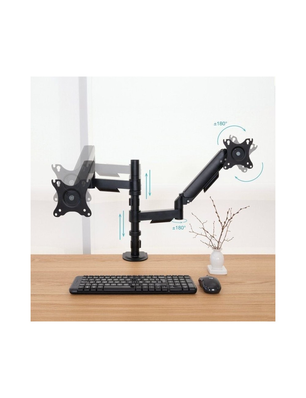 Soporte de Mesa para 2 Monitores TooQ DB1533TNR-B/ Giratorio/ Inclinable/ hasta 9kg