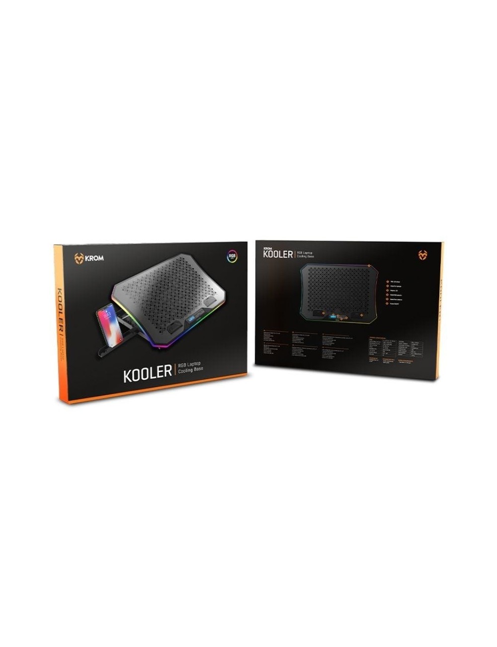 Soporte Refrigerante Krom Kooler para Portátiles hasta 19'/ Iluminación LED