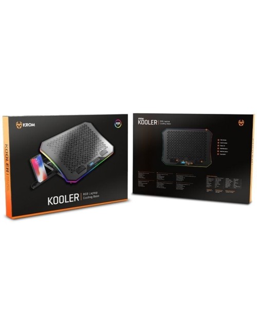 Soporte Refrigerante Krom Kooler para Portátiles hasta 19'/ Iluminación LED
