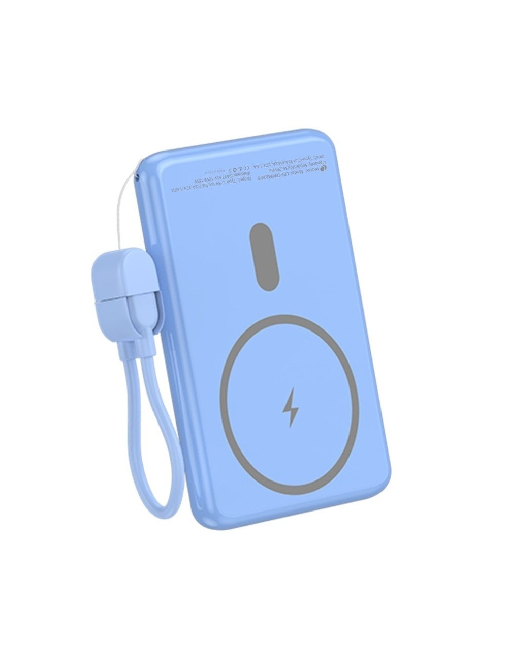 Powerbank 5000mAh Leotec LEPOWW20W5B/ 20W/ Wireless/ Azul/ Incluye Cable USB Tipo-C