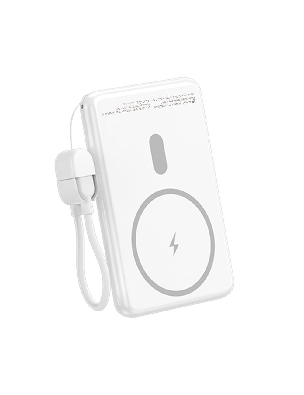 Powerbank 5000mAh Leotec LEPOWW20W5W/ 20W/ Wireless/ Blanca/ Incluye Cable USB Tipo-C