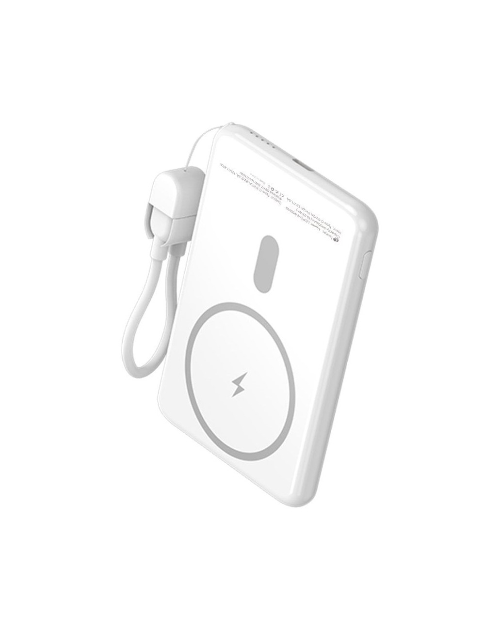 Powerbank 5000mAh Leotec LEPOWW20W5W/ 20W/ Wireless/ Blanca/ Incluye Cable USB Tipo-C
