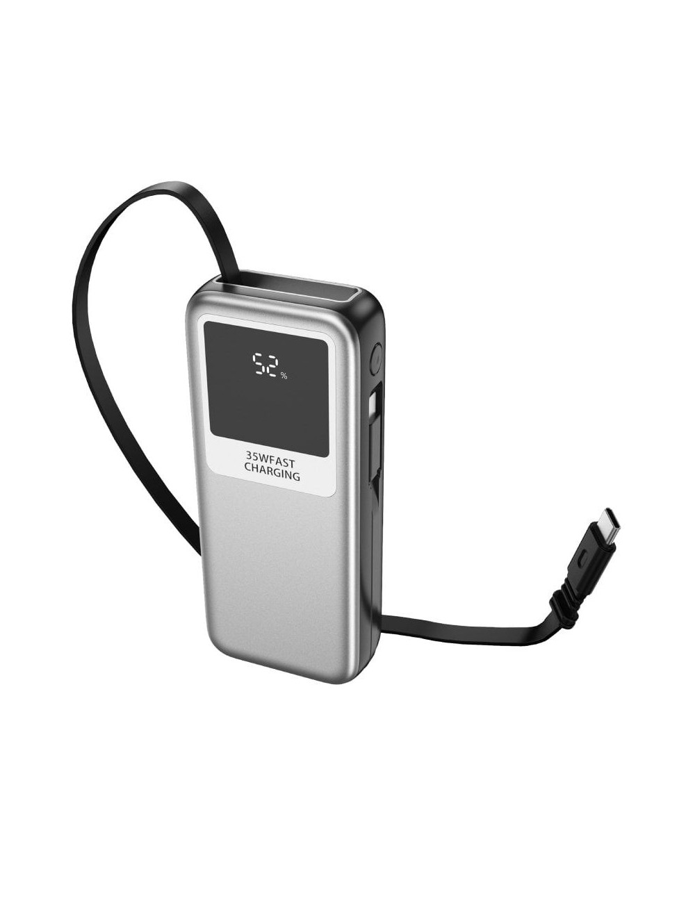 Powerbank 10000mAh Leotec LEPOW35W10S/ 35W/ Plata y Gris/ Incluye Cable USB Tipo-C y Lightning