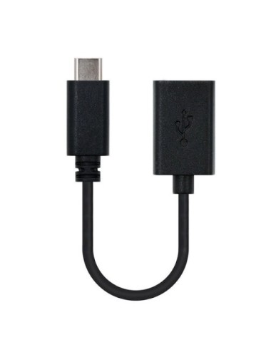 Cable USB 2.0 Tipo-C Nanocable 10.01.2400/ USB Tipo-C Macho - USB Hembra/ 480Mbps/ 15cm/ Negro