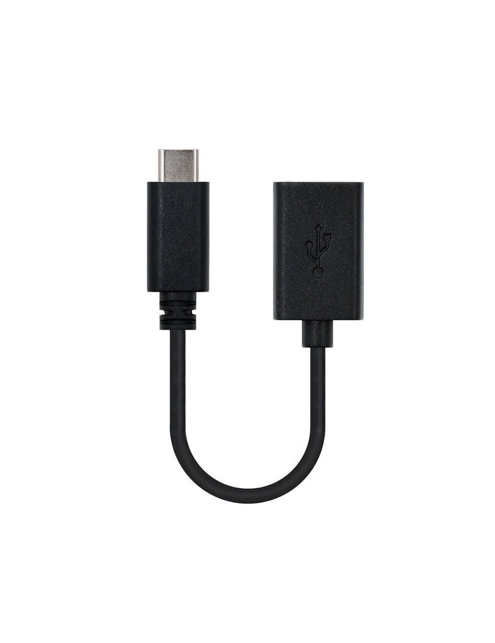 Cable USB 2.0 Tipo-C Nanocable 10.01.2400/ USB Tipo-C Macho - USB Hembra/ 480Mbps/ 15cm/ Negro