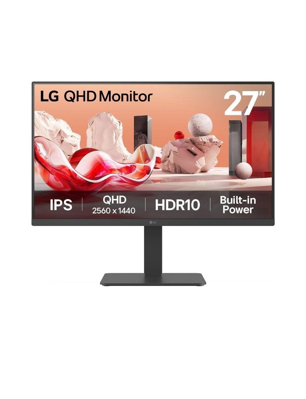 Monitor Profesional LG 27BA45QB-B 27'/ QHD/ Multimedia/ Regulable en altura/ Negro
