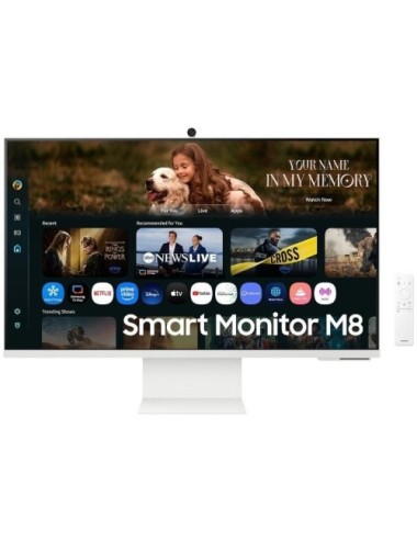 Smart Monitor Samsung M8 M80F S32FM801UU 32'/ 4K/ Multimedia/ Regulable en altura/ Smart TV/ Webcam/ Blanco