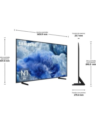 Televisor Samsung QLED Q8F TQ65Q8FAAU 65'/ Ultra HD 4K/ Smart TV/ WiFi