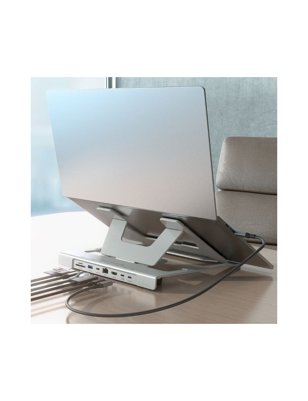 Soporte de Sobremesa - Docking USB Tipo-C Aisens ASUC-7P045-GR/ 1xUSB/ 1xUSB Tipo-C/ 1xHDMI/ 1xRJ45/ 1xLector de Tarjetas/ 1xUSB