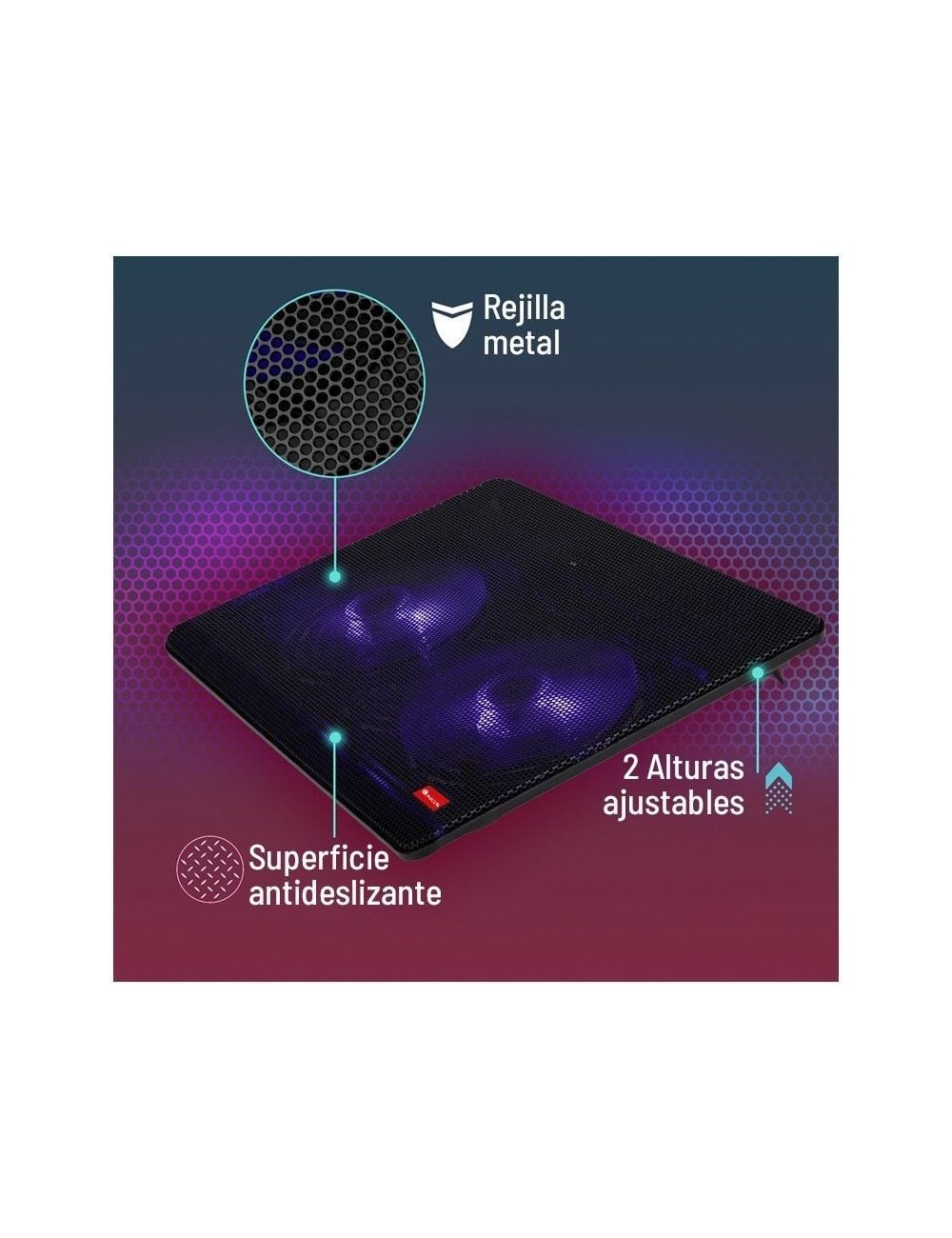 Soporte Refrigerante NGS Cooler Jetstand para Portátiles hasta 15.6'/ Iluminación LED