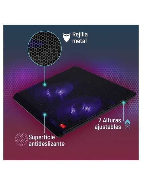 Soporte Refrigerante NGS Cooler Jetstand para Portátiles hasta 15.6'/ Iluminación LED