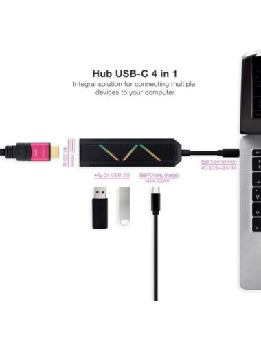 Docking USB Tipo-C Nanocable 10.16.0401/ 2xUSB/ 1xUSB Tipo-C PD/ 1xHDMI 4K