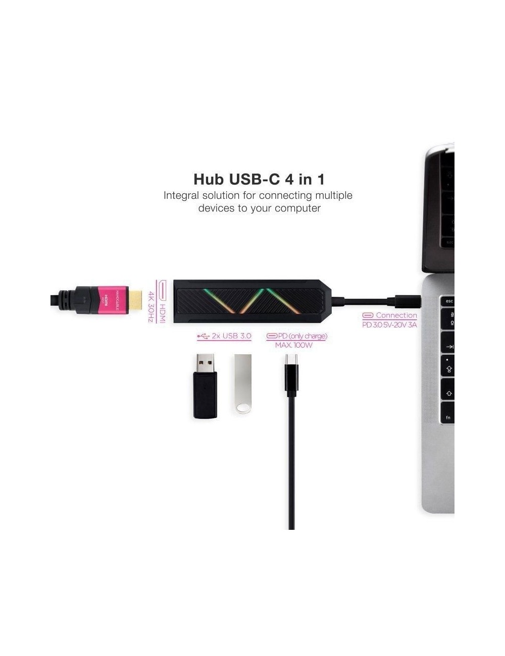 Docking USB Tipo-C Nanocable 10.16.0401/ 2xUSB/ 1xUSB Tipo-C PD/ 1xHDMI 4K