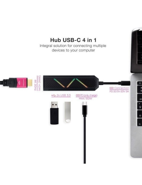 Docking USB Tipo-C Nanocable 10.16.0401/ 2xUSB/ 1xUSB Tipo-C PD/ 1xHDMI 4K