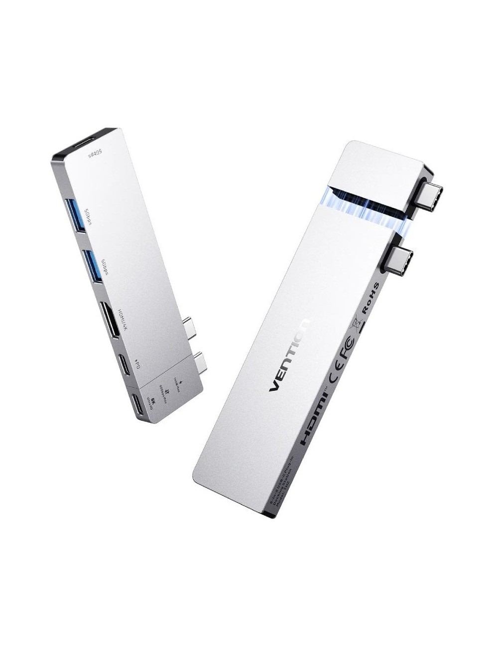 Docking USB Tipo-C Vention THZH0/ 1xHDMI 4K/ 2xUSB/ 2xUSB Tipo-C/ 1xThunderBolt/ 1xUSB Tipo-C PD/ Gris